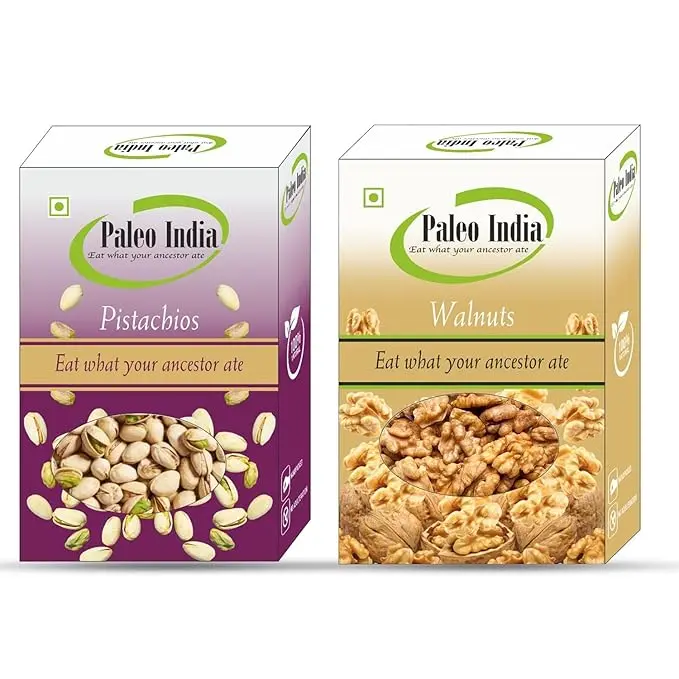 Paleo India 400gm Walnut Kernels Pistachios Dry Fruits Combo Pack