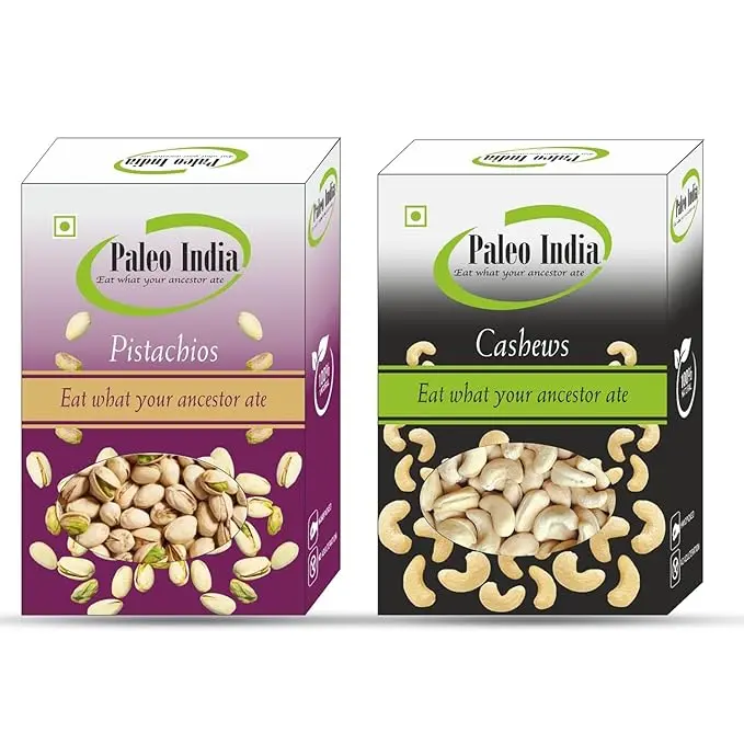 Paleo India 800gm Cashews Pistachios Dry Fruits Combo Pack 