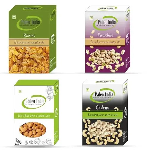 Paleo India 800gm Almonds Pistachios Cashews Raisins Dry Fruits Combo (copy)