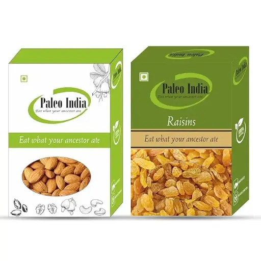 Paleo India 400gm Almonds Raisins Dry Fruits Combo Pack 